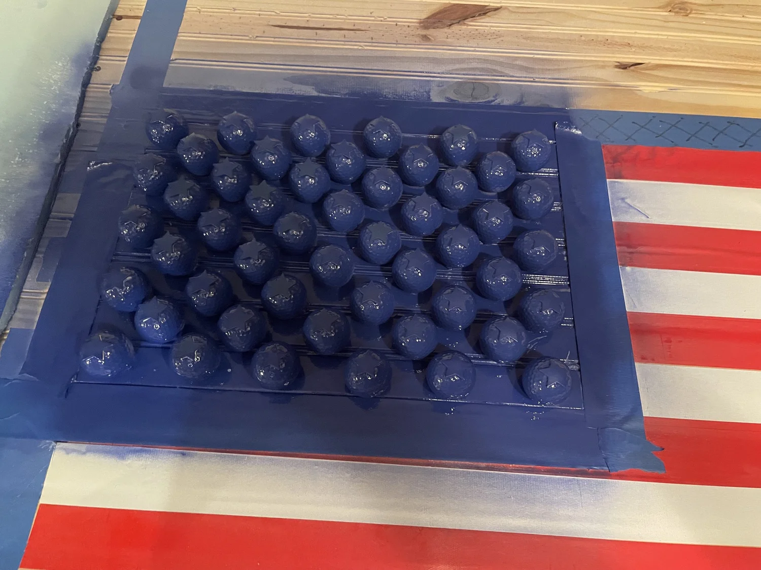 Blue field built from hand-finished golf-ball stars